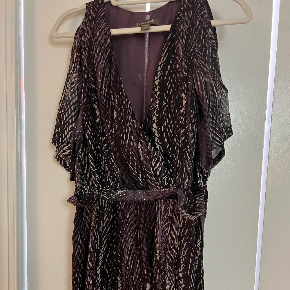 Charlie Jade Silk Cold Shoulder Cocktail Dress Size M